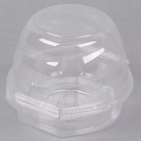 InnoPak Swirl Dome 1 Compartment Hinged Clear Cupcake Container