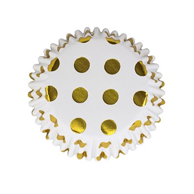 Cupcake Liners Foil Lined - Gold Foil Polka Dots PK/30