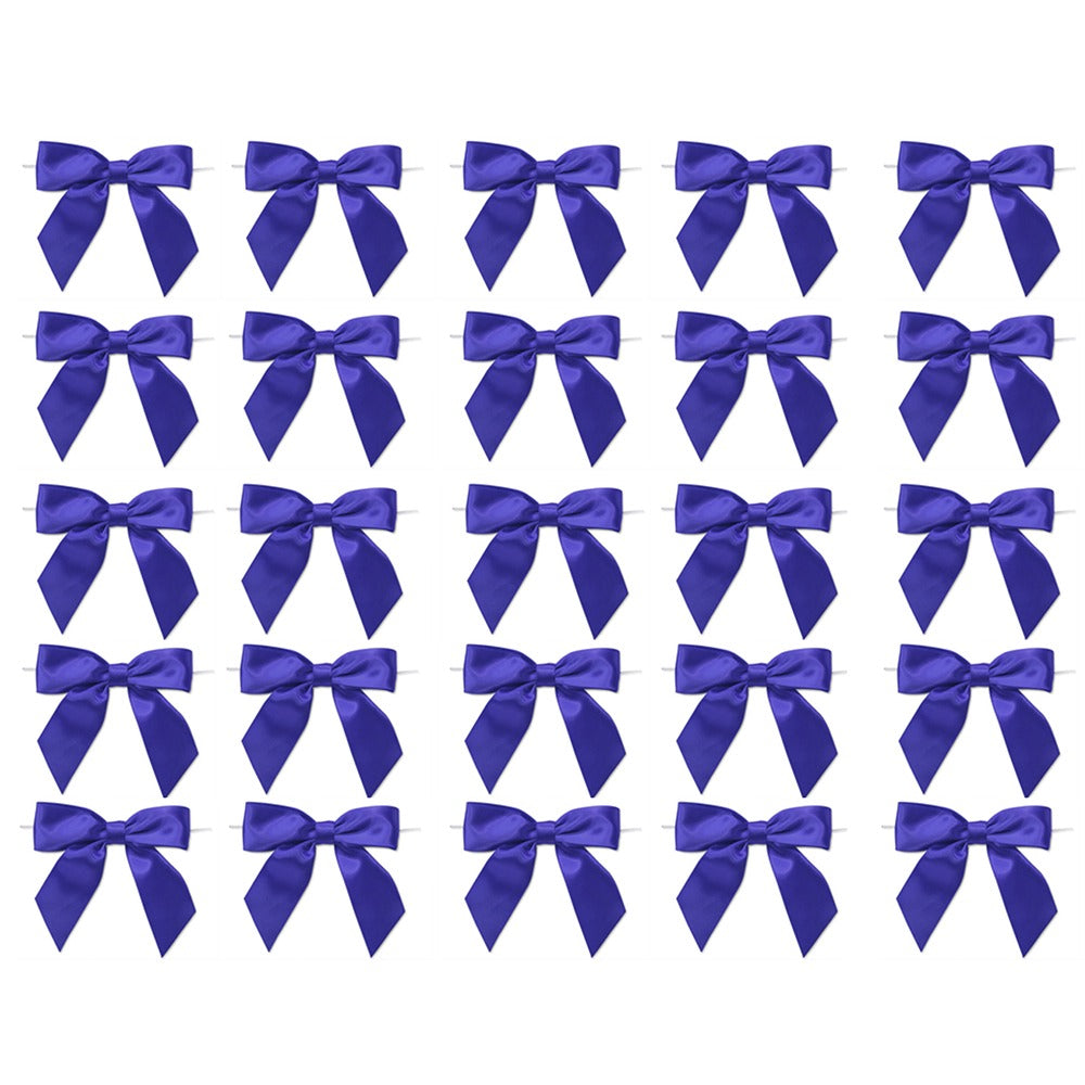 25 Pieces Royal Blue Twist Satin Bows