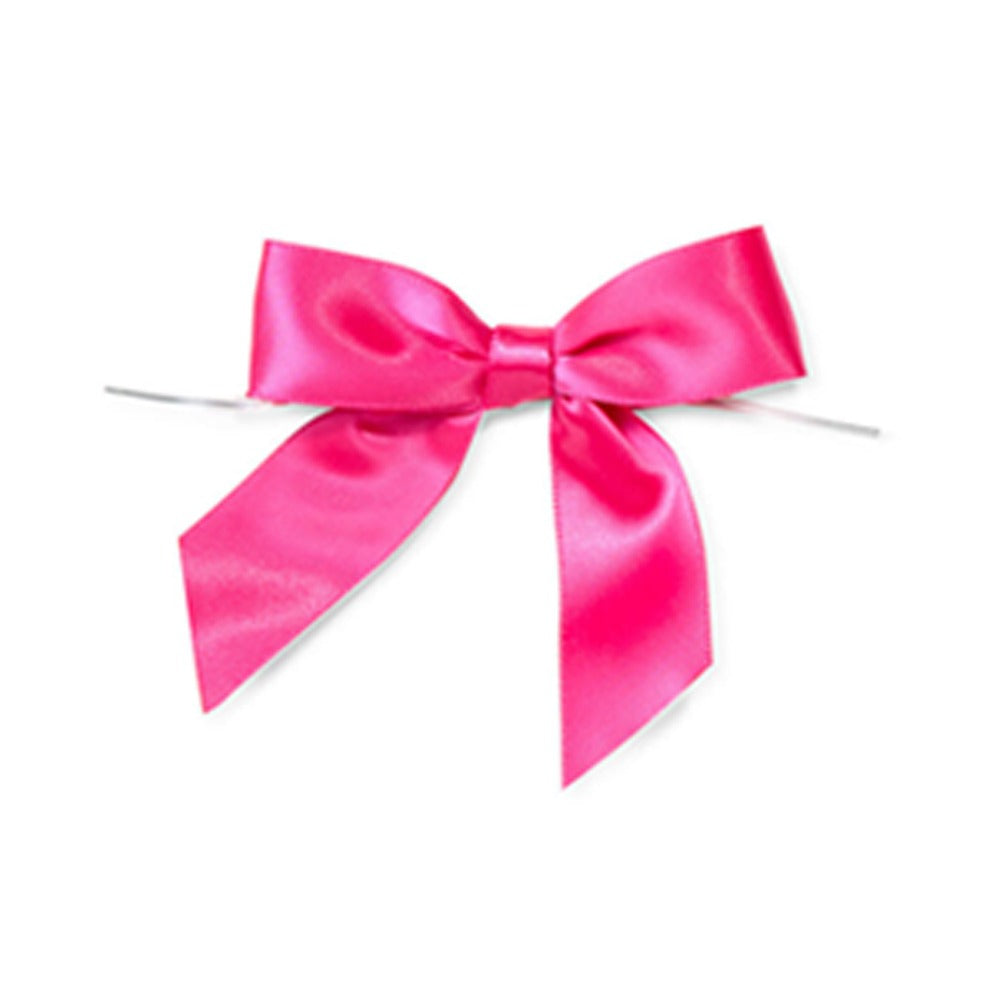 25 Pieces Hot Pink Twist Satin Bows