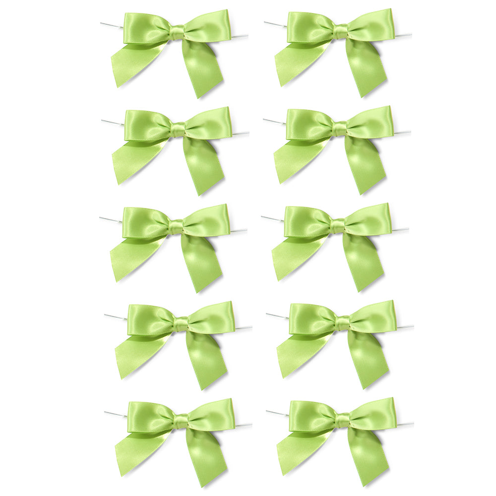 10 Pieces Lime Green Twist Satin Bows