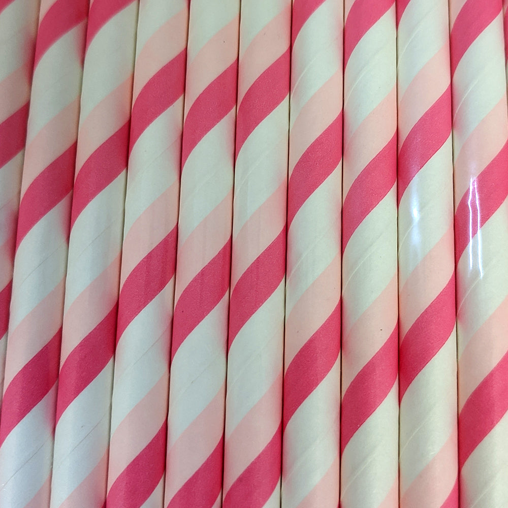 2 Tones Pink Striped Paper Straws (25 pcs)