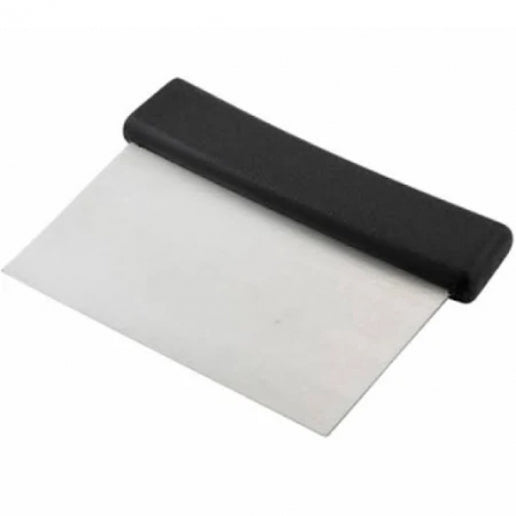 Stainless Steel 6" Dough Scraper with Black Plastic Handle