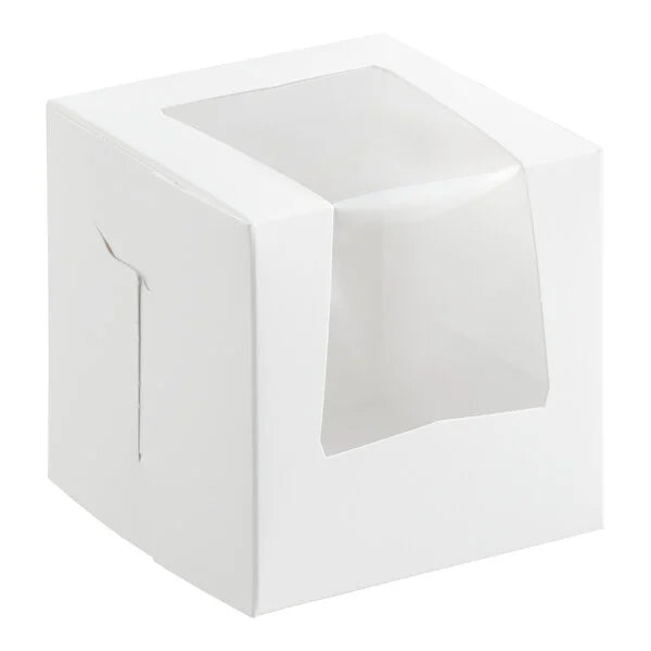 Baker's Mark 4  x 4  x 4  White Window Cupcake / Bakery Box