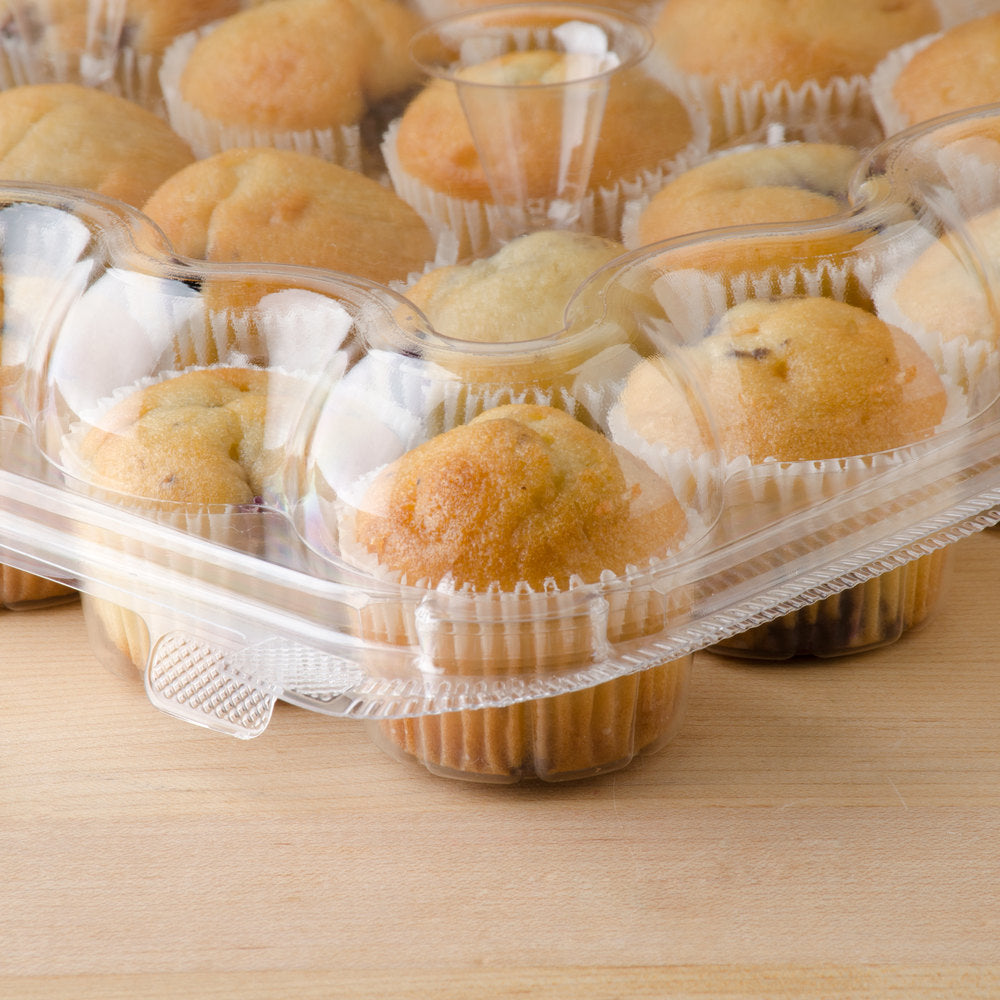24 Compartment Clear Hinged Lid Mini Cupcake Container
