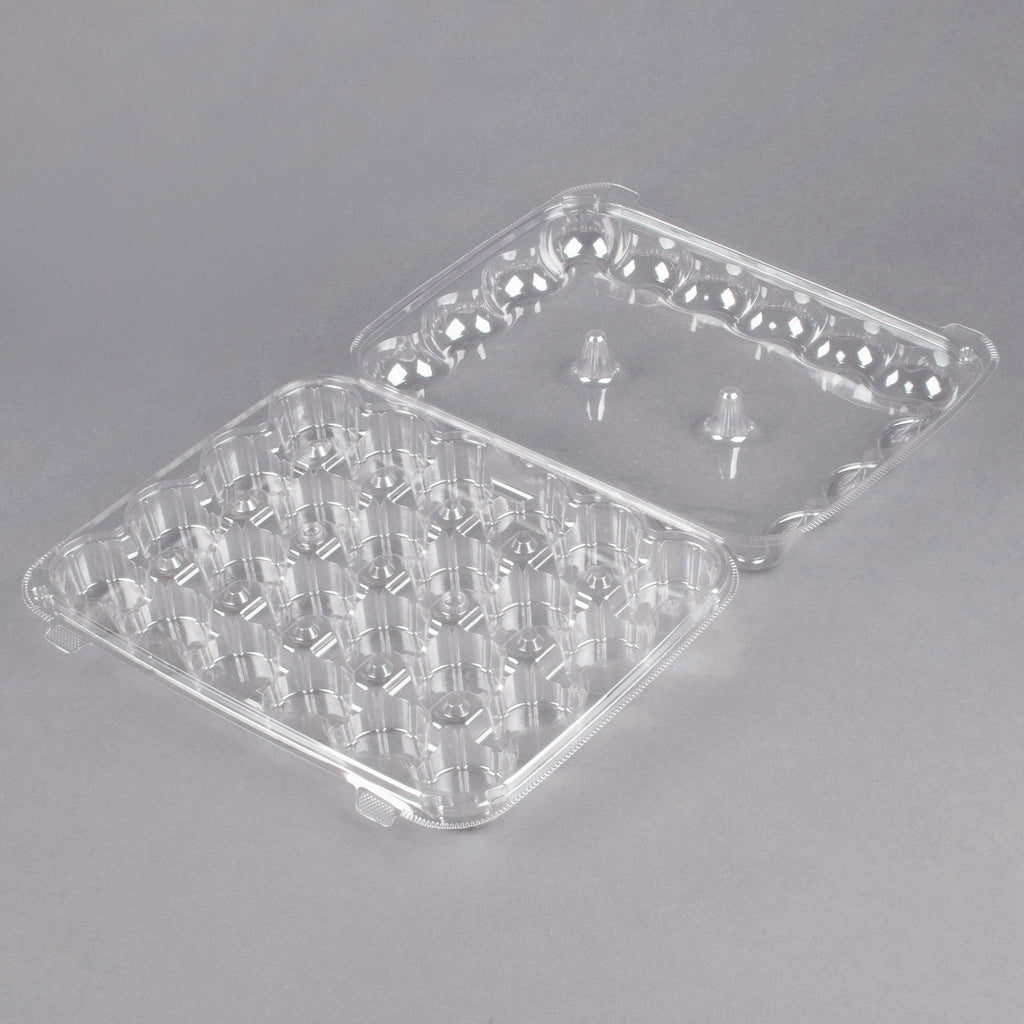 24 Compartment Clear Hinged Lid Mini Cupcake Container
