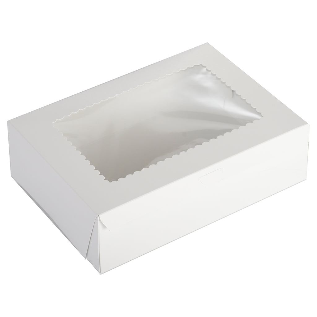 CAKE BOX W/WINDOW WHITE 14X10X4