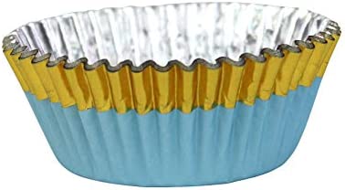 PME Blue with Gold Trim Foil Coated Cupcake Cases - 30 Pack