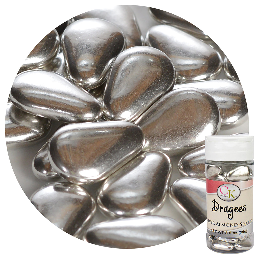 Silver Dragees Almond Shaped 3.5 Oz