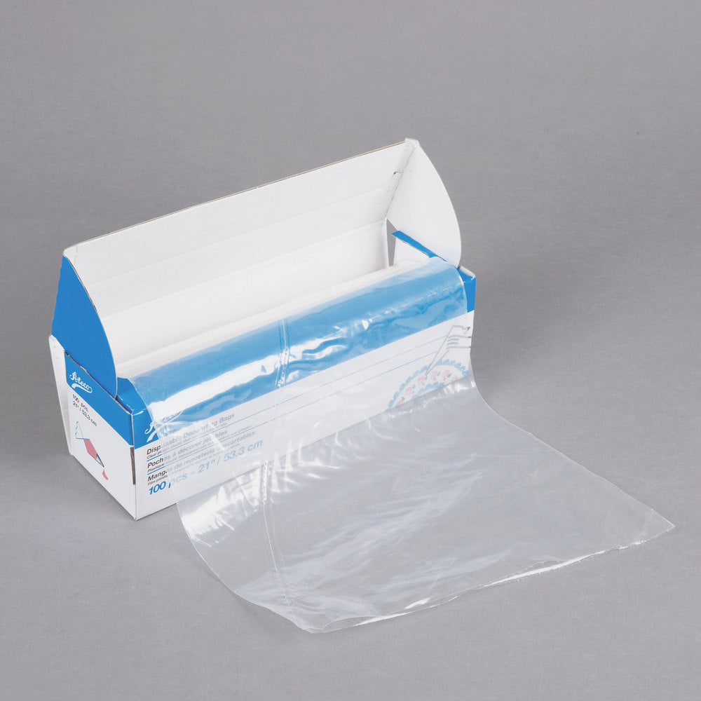 21" High-Grip Clear Disposable Pastry Bags - 100/Roll