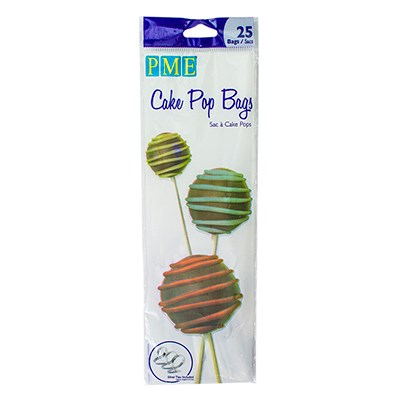 Cake Pop Bags With Silver Ties PK/25 (254 X 76MM / 10 X 3”)