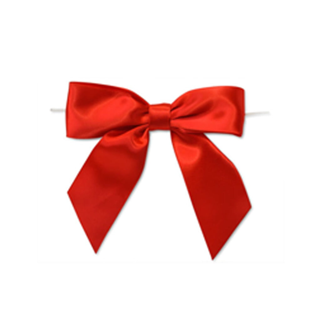 10 Pieces Red Twist Satin Bows