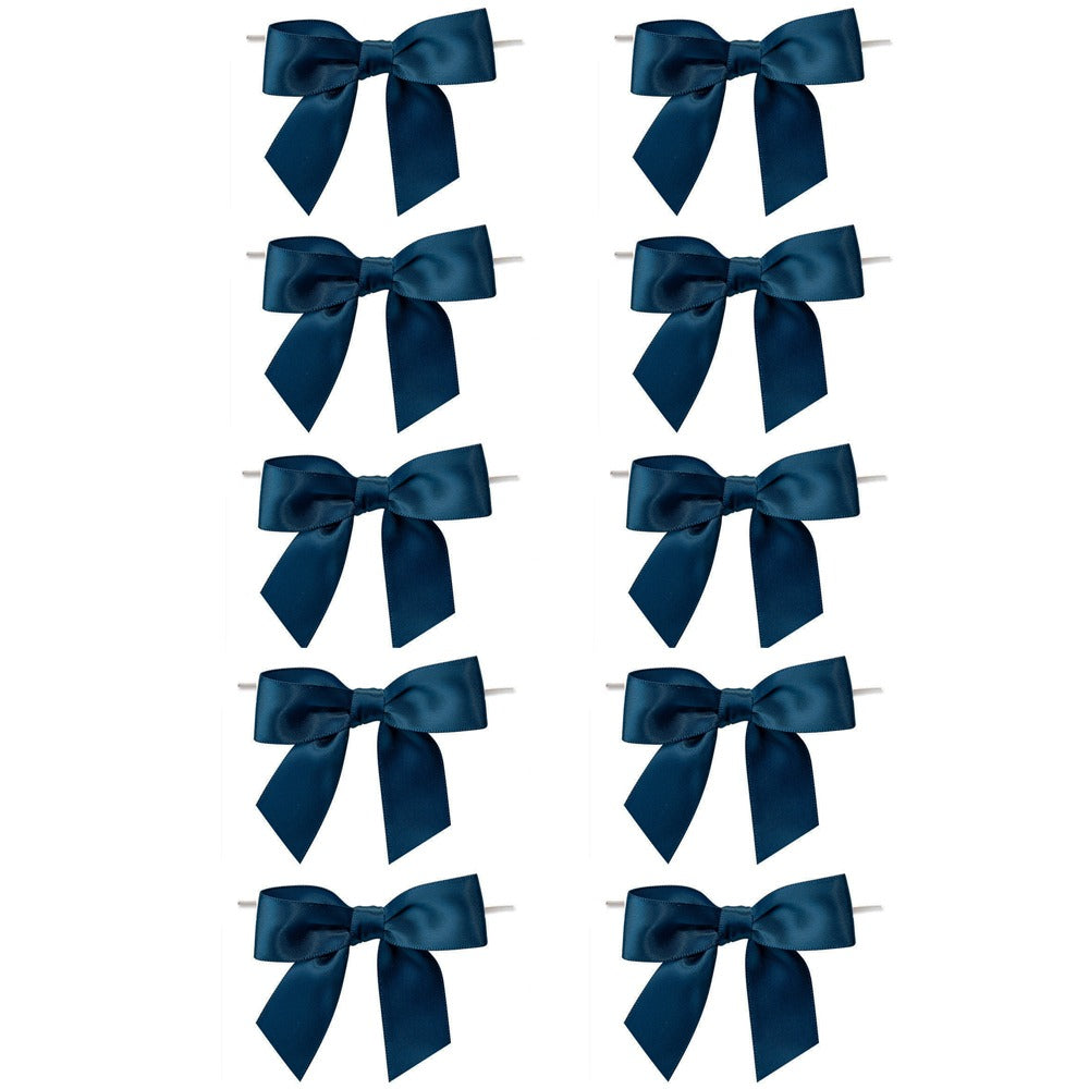 10 Pieces Navy Blue Twist Satin Bows