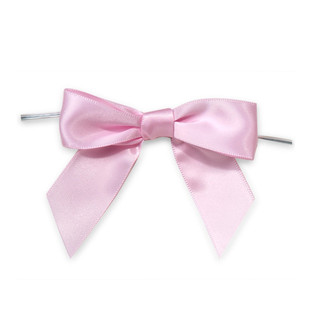 25 Pieces Pink Twist Satin Bows