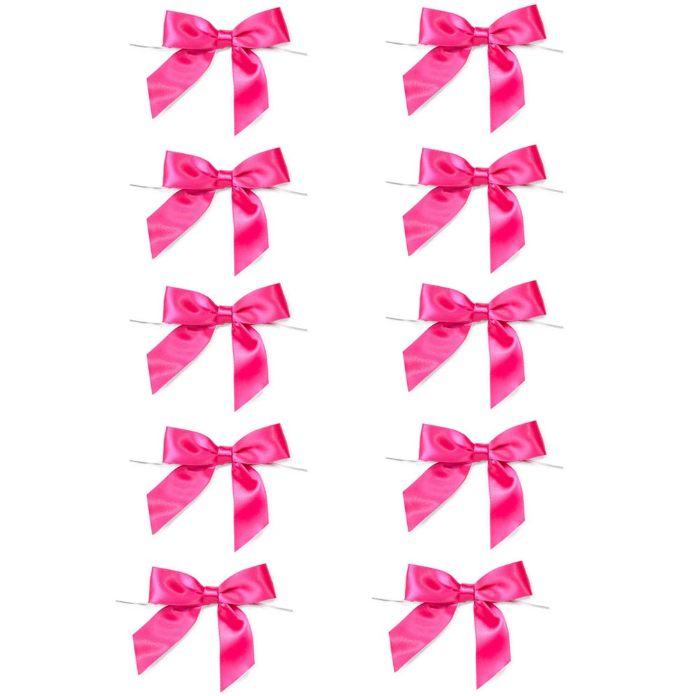 10 Pieces Hot Pink Twist Satin Bows