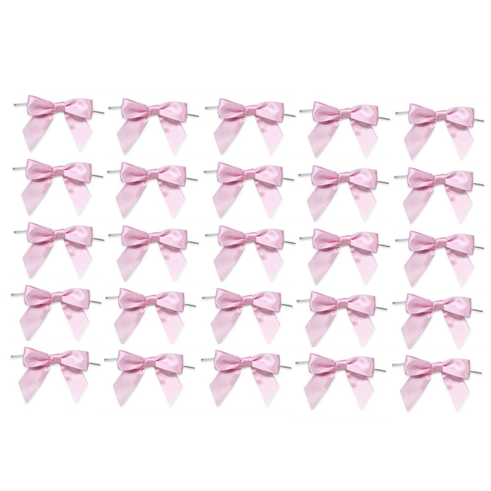 25 Pieces Pink Twist Satin Bows