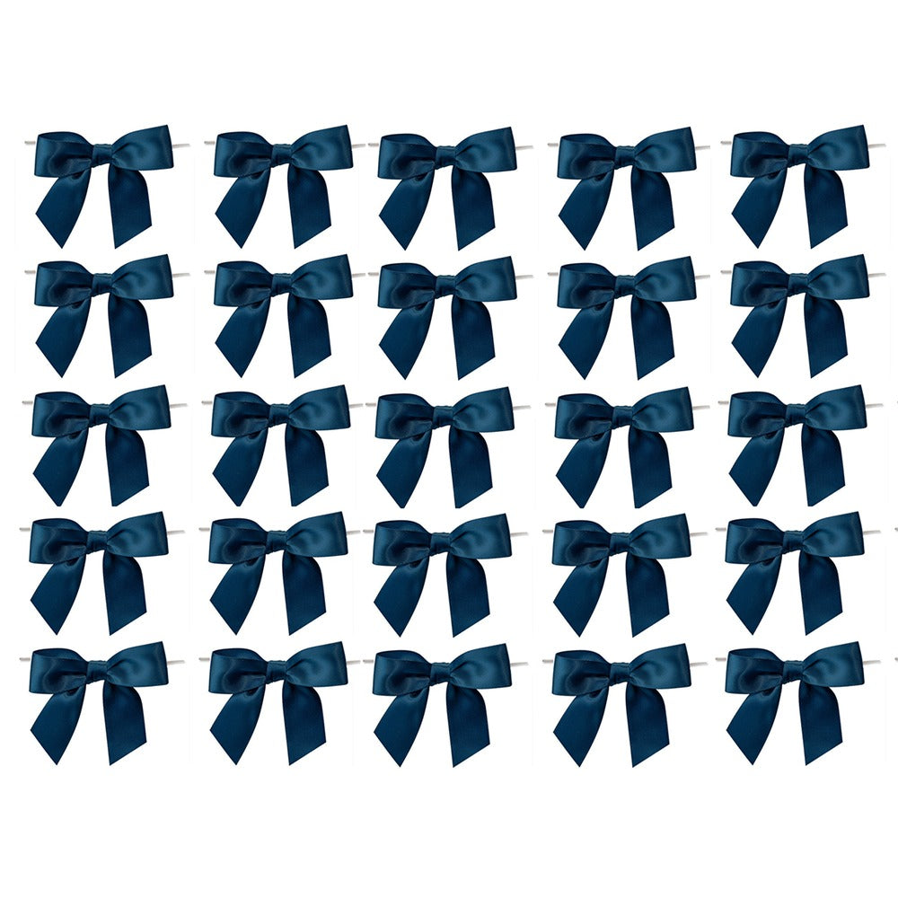 25 Pieces Navy Blue Twist Satin Bows