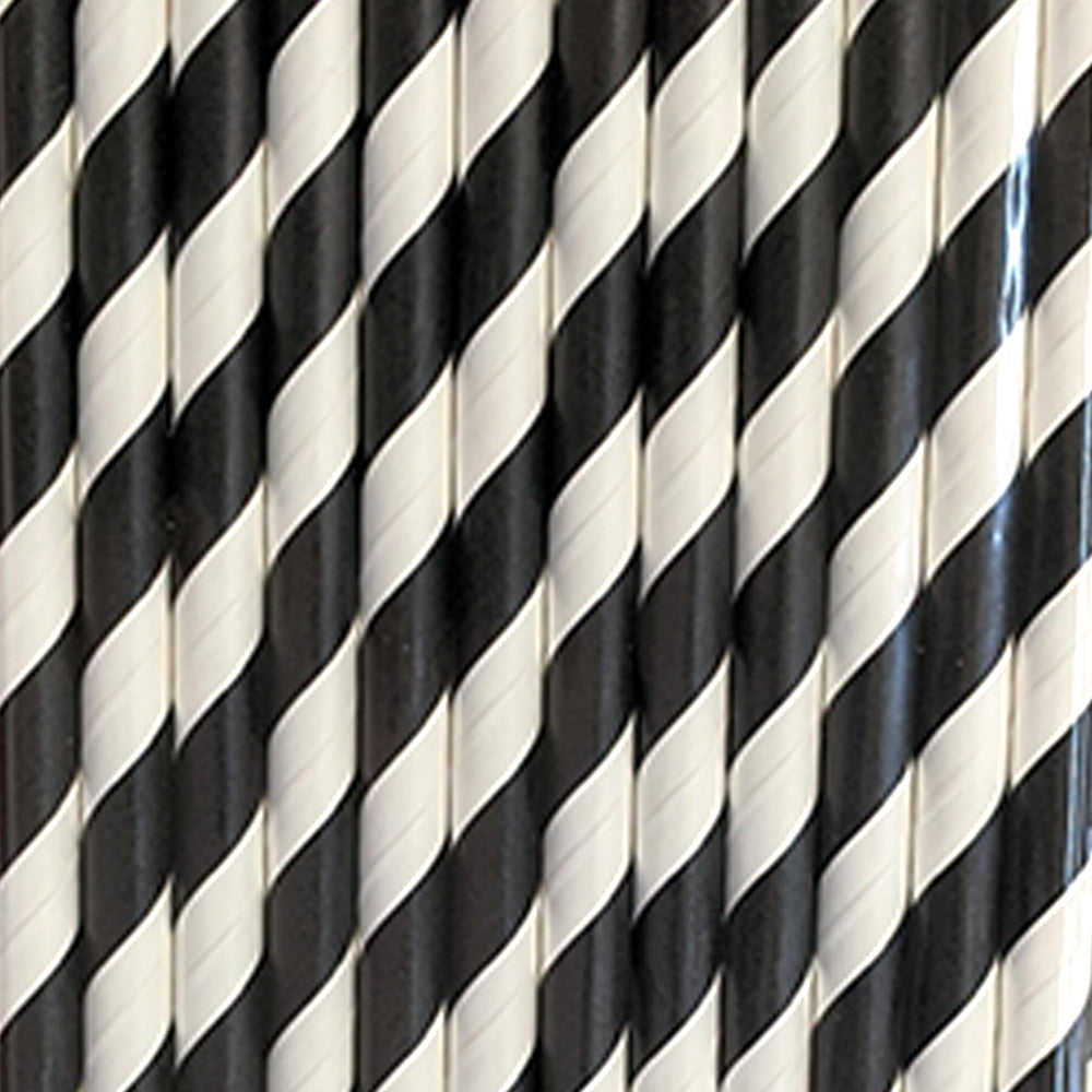 Black and White Striped Paper Straws (25 pcs)