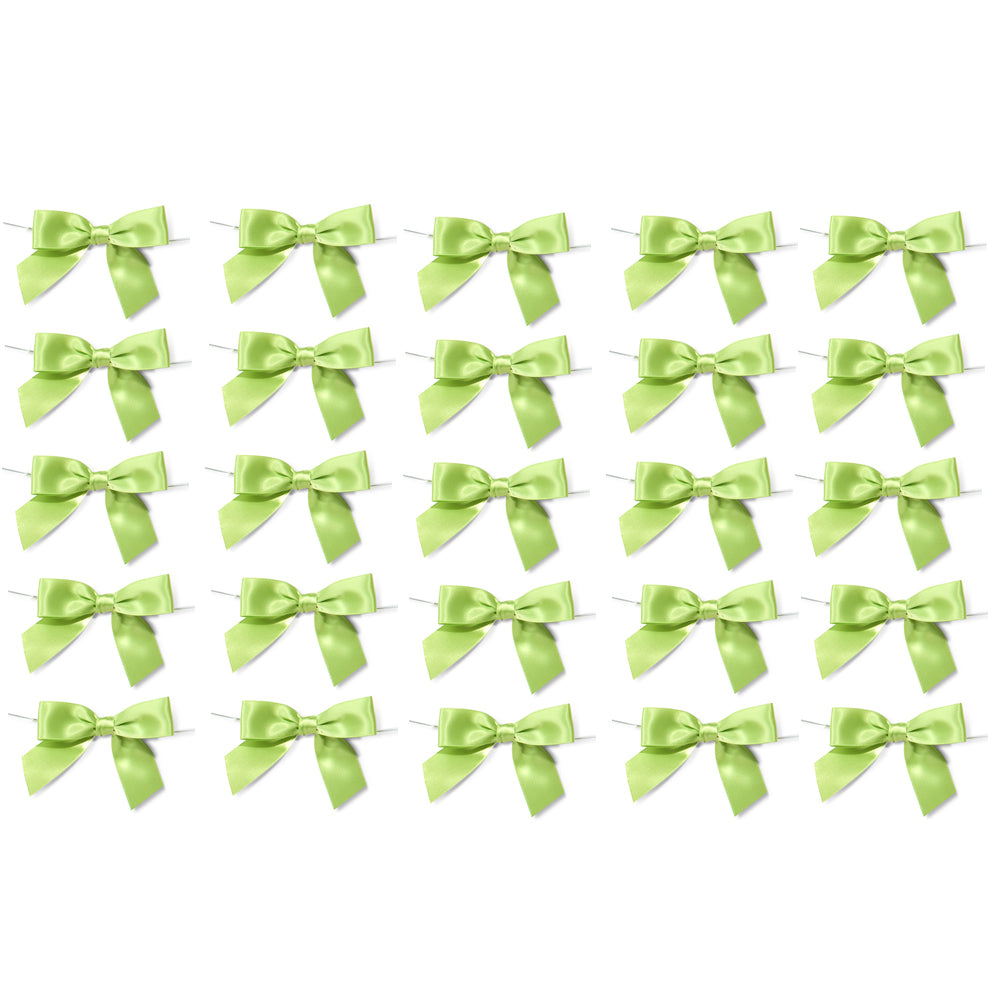 25 Pieces Lime Green Twist Satin Bows