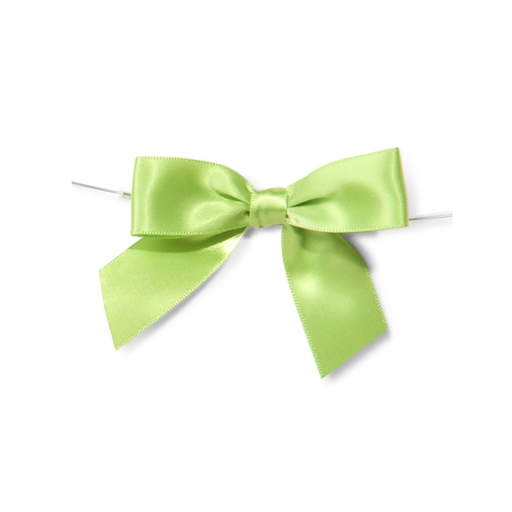 25 Pieces Lime Green Twist Satin Bows