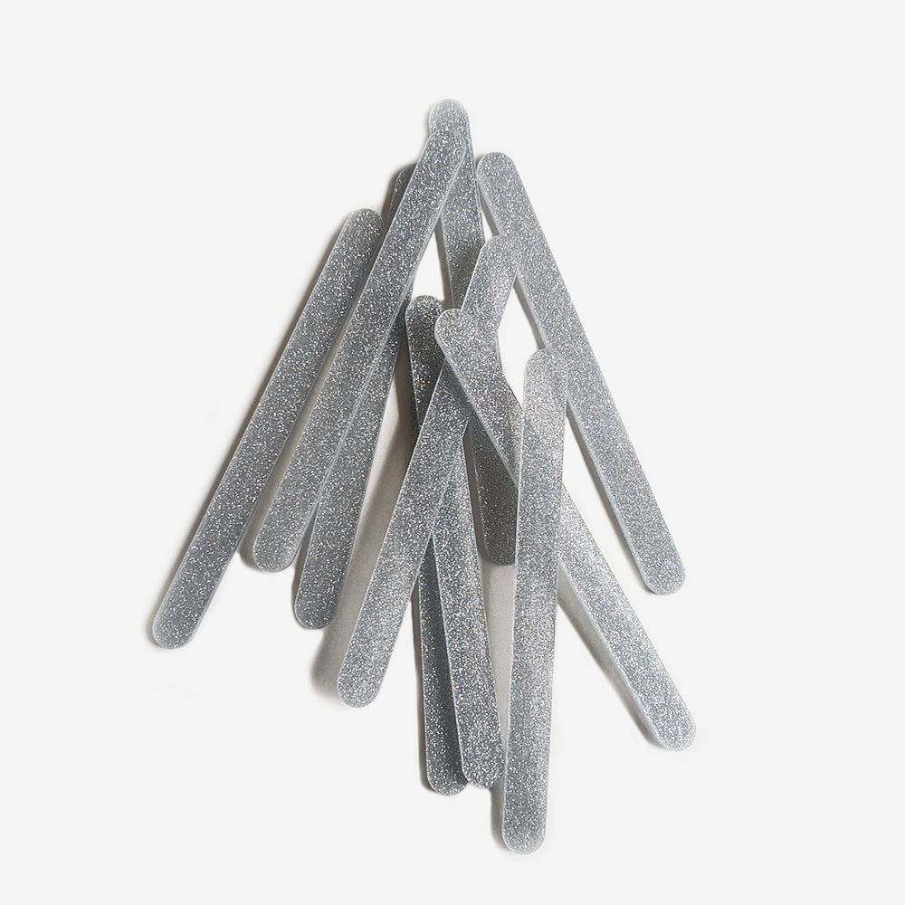 Silver Glitter Popsicles Acrylic Sticks (10 pcs)