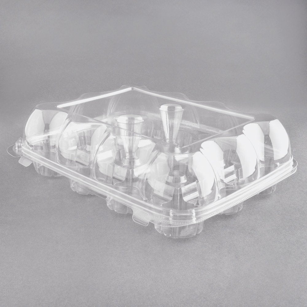 12 Compartment Clear Hinged High Dome Cupcake Container