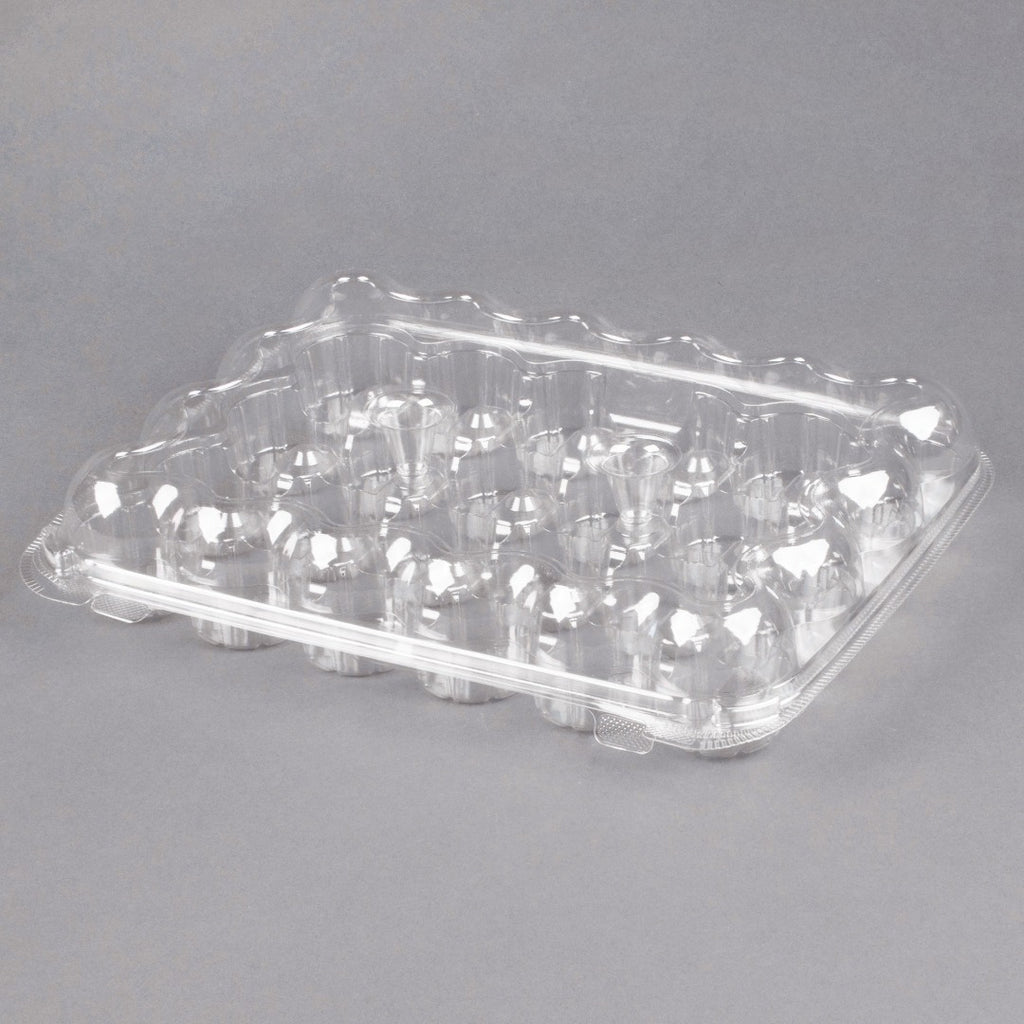 24 Compartment Clear Hinged Lid Mini Cupcake Container. 25 Units