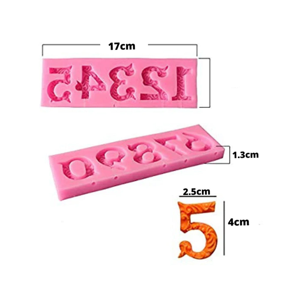 Patterned Numbers Silicone Mold