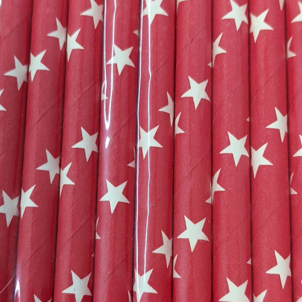 White Star Red Paper Straws  (25 pcs)